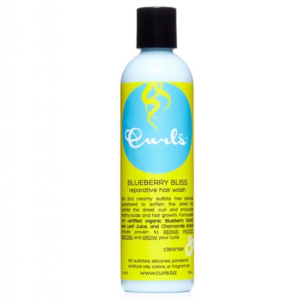 Възстановяващ, безсулфатен шампоан за къдрава коса CURLS Blueberry Bliss Reparative Hair Wash, 236мл